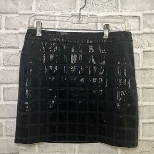 GAP NAVY BLUE SHINY SQUARE PATTERN ZIP POLYESTER BLEND LINED MINI SKIRT size 1